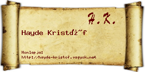 Hayde Kristóf névjegykártya